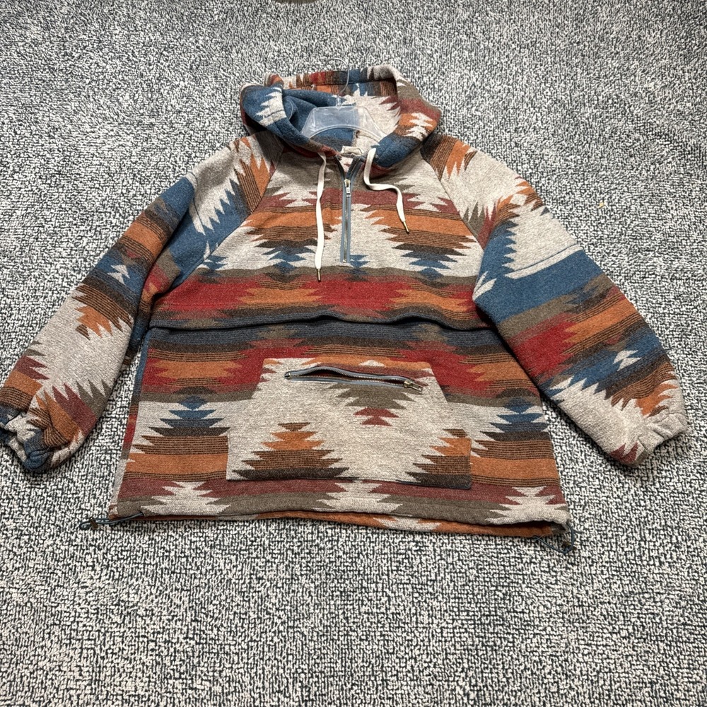 Mainstrip Womens Half Zip Aztec Southwestern Pullover Hoodie Size Large